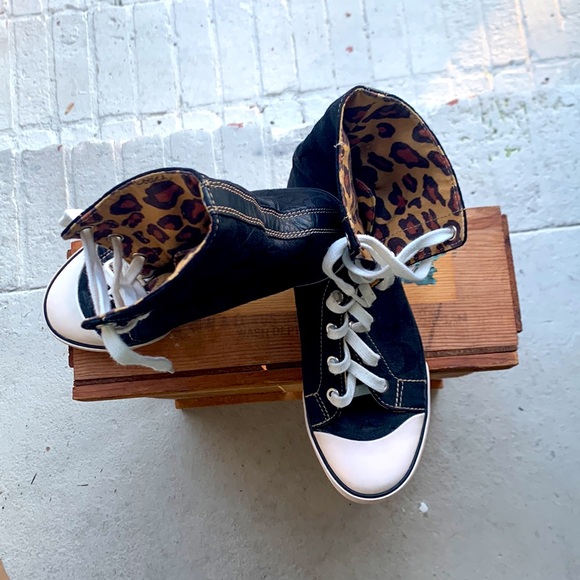 COACH High tops  Hi Tops  Blk/ leopard print Sz 7.5 - Picture 3 of 6